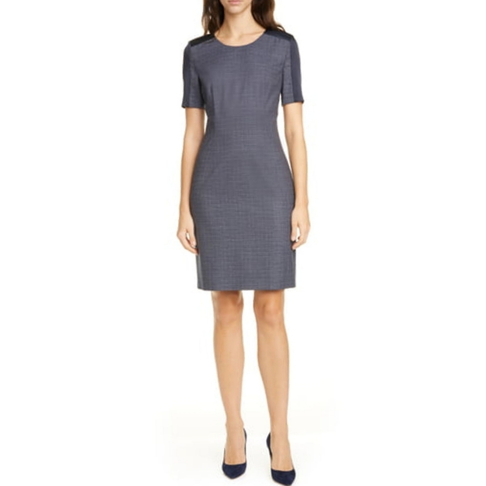 New Boss Dirusa Crosshatch Virgin Wool Dress 12